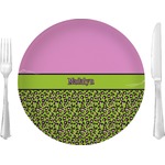 Pink & Lime Green Leopard 10" Glass Lunch / Dinner Plates - Single or Set (Personalized)