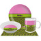 Pink & Lime Green Leopard Dinner Set - 4 Pc (Personalized)