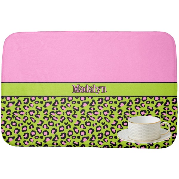 Pink & Lime Green Leopard Dish Drying Mat