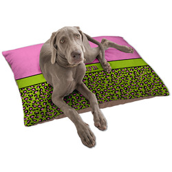 Pink & Lime Green Leopard Dog Bed - Large w/ Name or Text