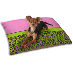 Pink & Lime Green Leopard Dog Bed - Small w/ Name or Text