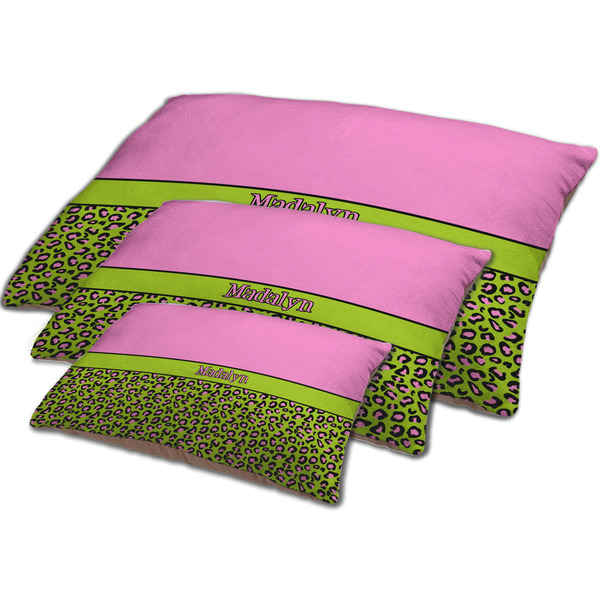 Pink & Lime Green Leopard Dog Beds - MAIN (sm, med, lrg)