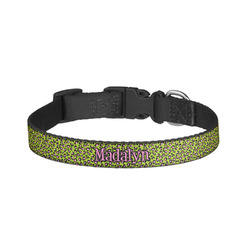 Pink & Lime Green Leopard Dog Collar - Large (Personalized)