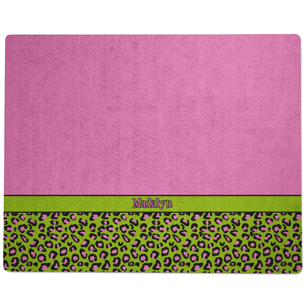 Pink & Lime Green Leopard Dog Food Mat - Large without Bowls