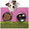 Pink & Lime Green Leopard Dog Food Mat - Medium LIFESTYLE