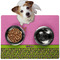 Pink & Lime Green Leopard Dog Food Mat - Medium w/ Name or Text