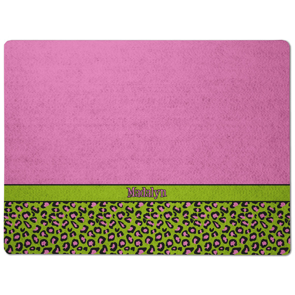 Pink & Lime Green Leopard Dog Food Mat - Medium without bowls