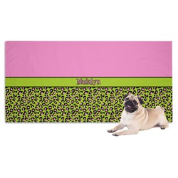 Pink & Lime Green Leopard Dog Towel (Personalized)