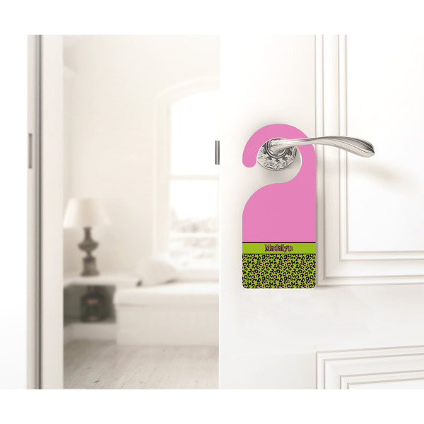 Pink & Lime Green Leopard Door Hanger - LIFESTYLE