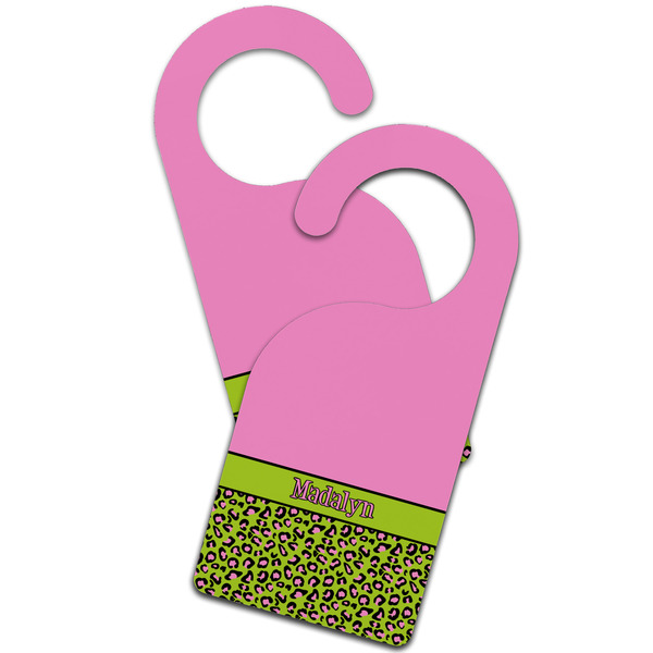 Pink & Lime Green Leopard Door Hanger - MAIN