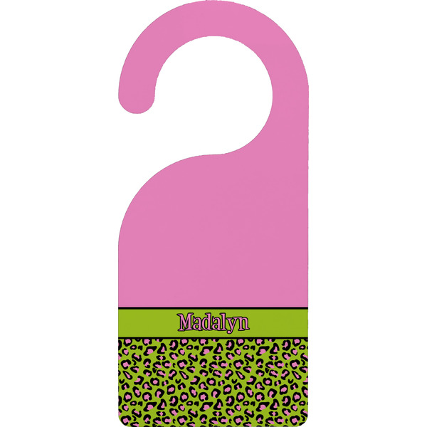 Custom Pink & Lime Green Leopard Door Hanger w/ Name or Text