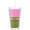 Pink & Lime Green Leopard Double Wall Tumbler with Straw (Personalized)