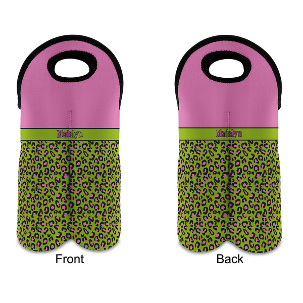 Pink & Lime Green Leopard Double Wine Tote - APPROVAL (new)
