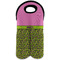 Pink & Lime Green Leopard Wine Tote Bag (2 Bottles) w/ Name or Text