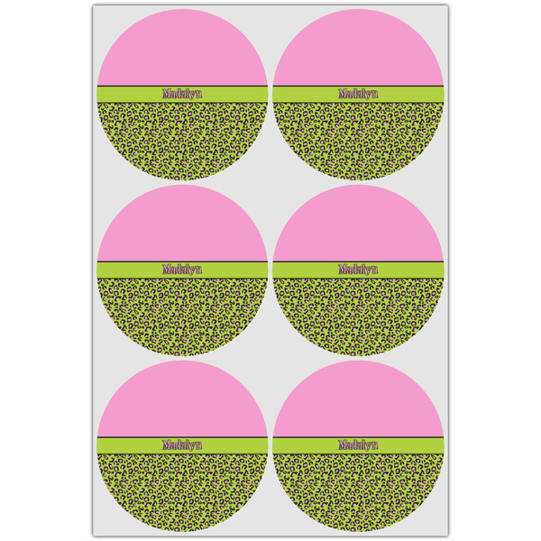 Pink & Lime Green Leopard Drink Topper - Large - Set of 6