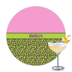 Pink & Lime Green Leopard Printed Drink Topper - 3.25" (Personalized)
