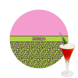 Pink & Lime Green Leopard Printed Drink Topper -  2.5" (Personalized)