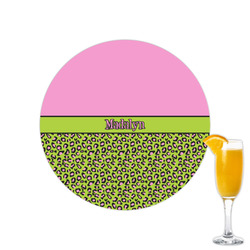 Pink & Lime Green Leopard Printed Drink Topper - 2.15" (Personalized)
