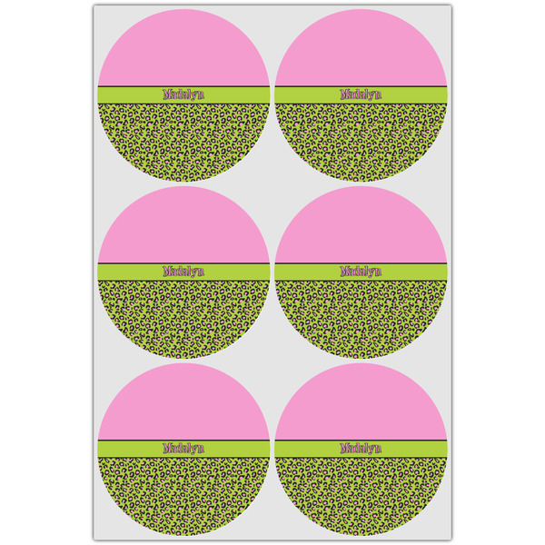 Pink & Lime Green Leopard Drink Topper - XLarge - Set of 6