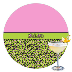 Pink & Lime Green Leopard Printed Drink Topper - 3.5" (Personalized)