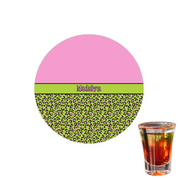 Pink & Lime Green Leopard Printed Drink Topper - 1.5" (Personalized)