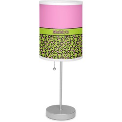 Pink & Lime Green Leopard Lamp with Drum Shade (Personalized)