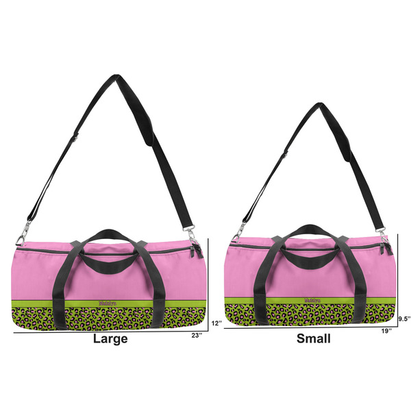 Pink & Lime Green Leopard Duffle Bag Small and Large