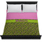 Pink & Lime Green Leopard Duvet Cover - Queen - On Bed - No Prop
