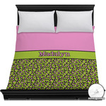 Pink & Lime Green Leopard Duvet Cover - Full / Queen (Personalized)