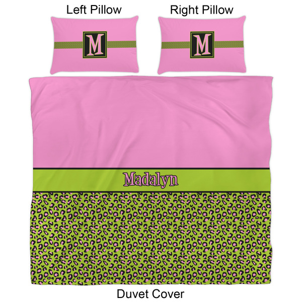 Pink & Lime Green Leopard Duvet Cover Set - King - Approval