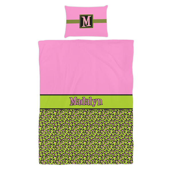 Pink & Lime Green Leopard Duvet Cover Set - Twin - Alt Approval