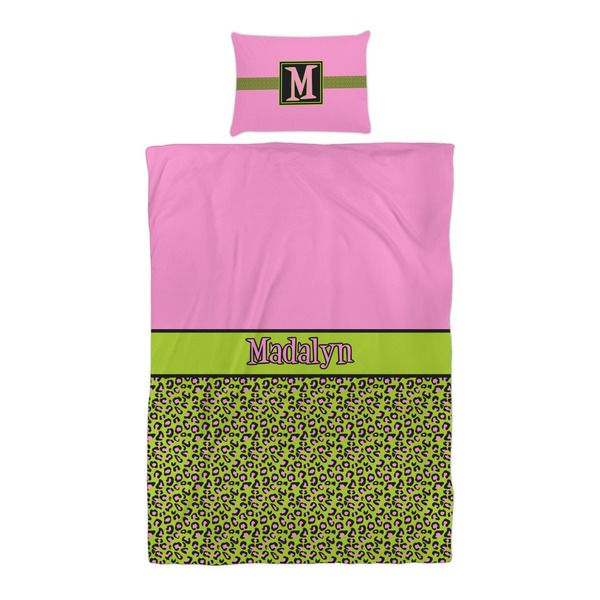 Pink & Lime Green Leopard Duvet Cover Set - Twin XL - Alt Approval