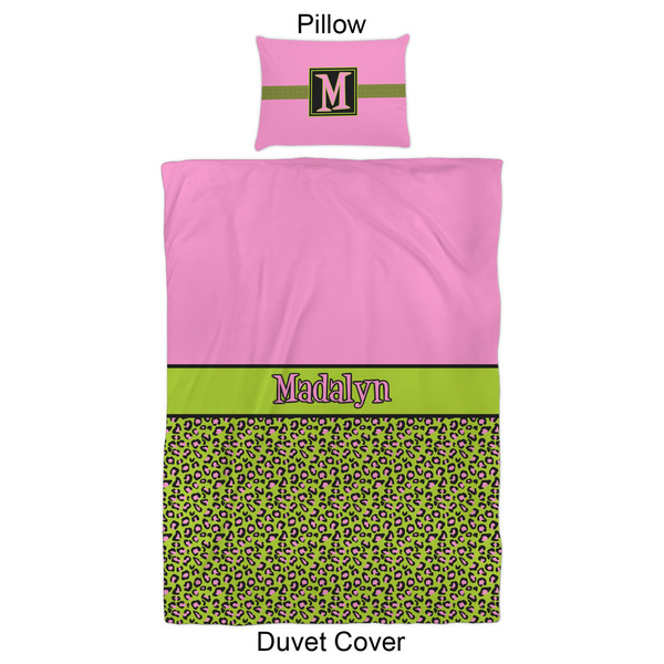 Pink & Lime Green Leopard Duvet Cover Set - Twin XL - Approval