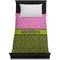 Pink & Lime Green Leopard Duvet Cover - Twin - On Bed - No Prop