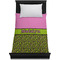 Pink & Lime Green Leopard Duvet Cover - Twin XL - On Bed - No Prop