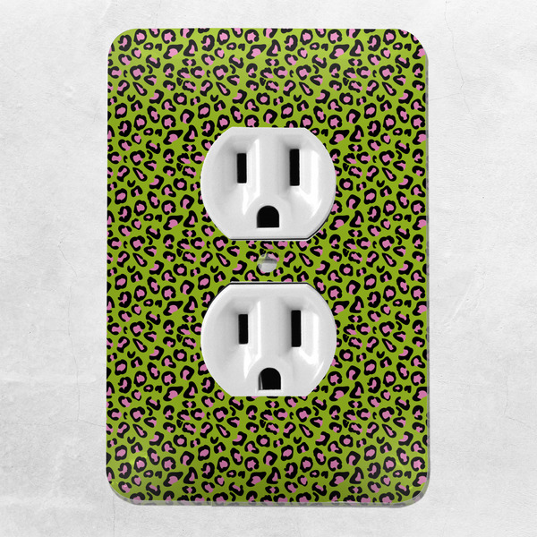 Pink & Lime Green Leopard Electric Outlet Plate - LIFESTYLE