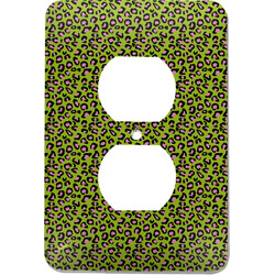 Pink & Lime Green Leopard Electric Outlet Plate (Personalized)
