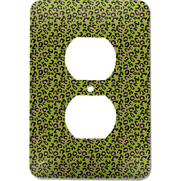 Custom Pink & Lime Green Leopard Electric Outlet Plate