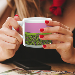 Pink & Lime Green Leopard Double Shot Espresso Cup - Single (Personalized)