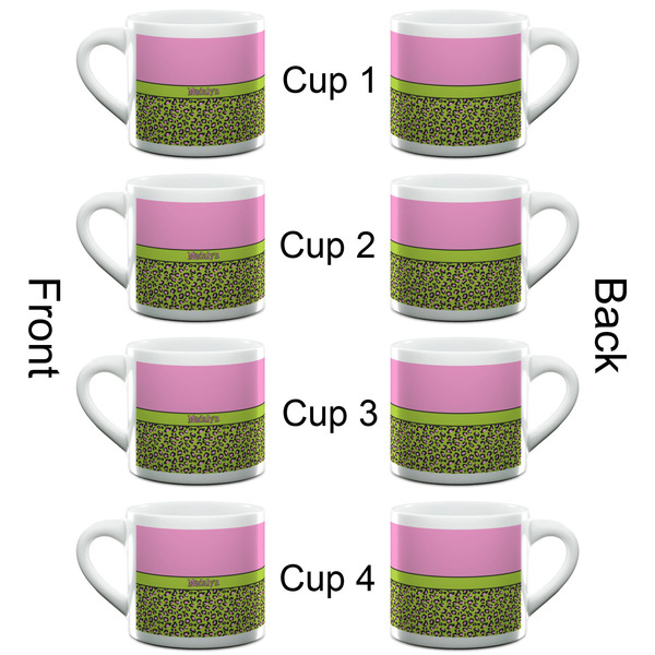 Pink & Lime Green Leopard Espresso Cup - 6oz (Double Shot Set of 4) APPROVAL
