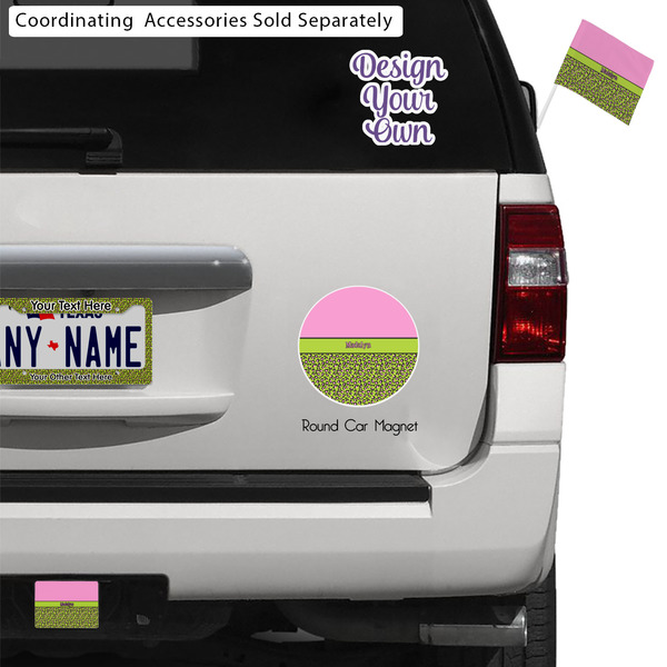 Pink & Lime Green Leopard Exterior Car Accessories