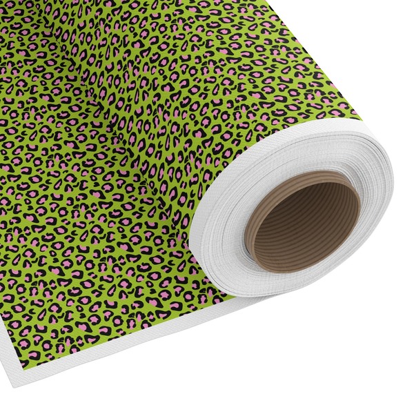 Custom Pink & Lime Green Leopard Fabric by the Yard - Copeland Faux Linen