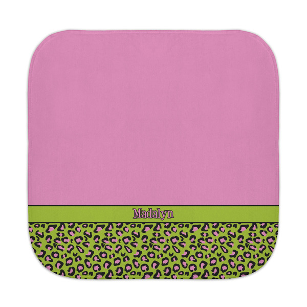 Custom Pink & Lime Green Leopard Face Towel (Personalized)