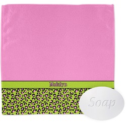 Pink & Lime Green Leopard Washcloth (Personalized)