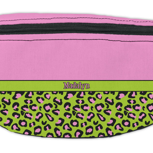 Pink & Lime Green Leopard Fanny Pack - Closeup