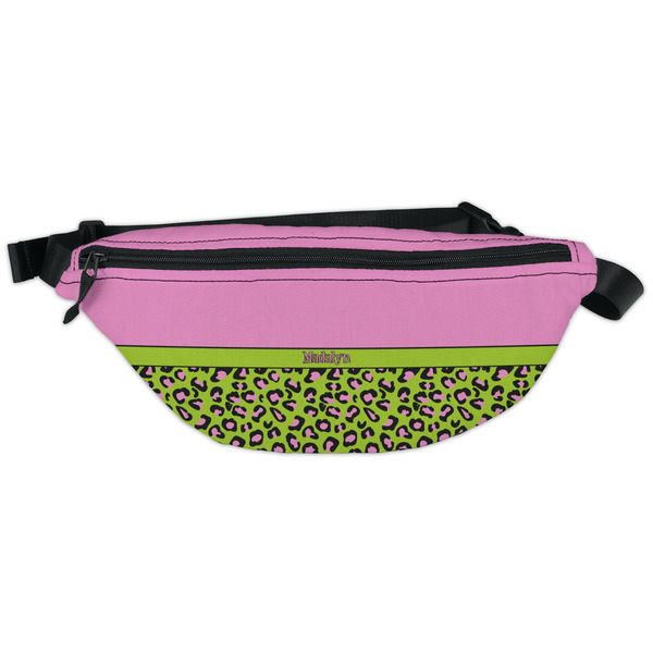 Custom Pink & Lime Green Leopard Fanny Pack - Classic Style (Personalized)