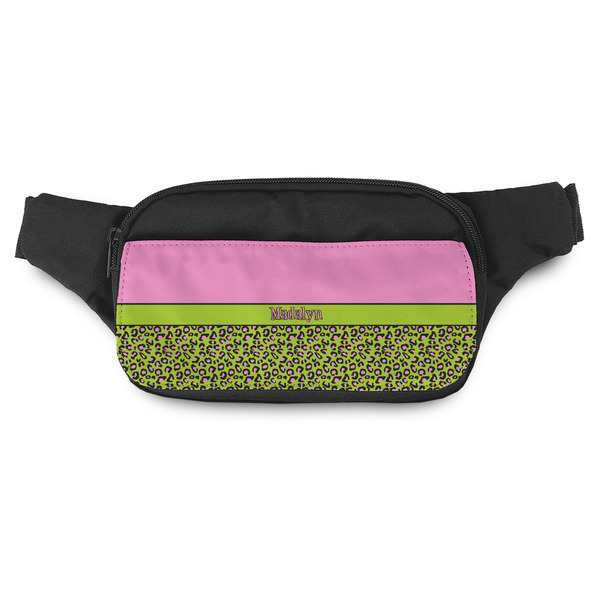 Custom Pink & Lime Green Leopard Fanny Pack - Modern Style (Personalized)