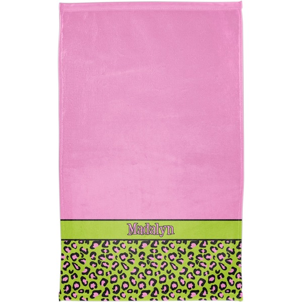 Pink & Lime Green Leopard Finger Tip Towel - Full View