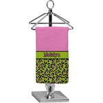 Pink & Lime Green Leopard Finger Tip Towel - Full Print (Personalized)