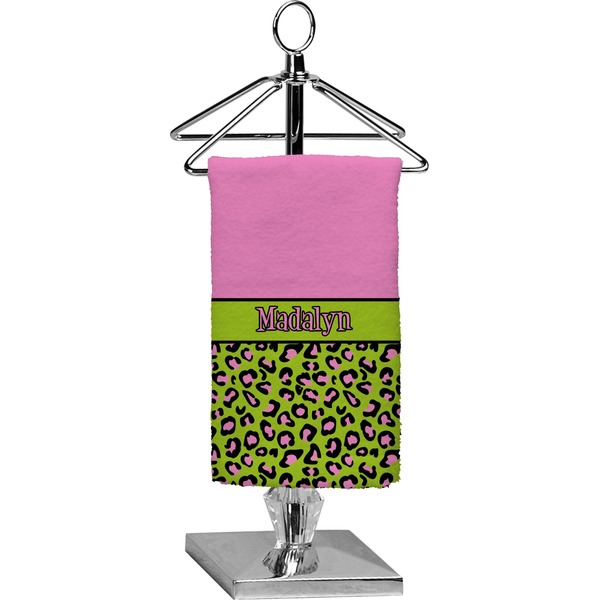 Custom Pink & Lime Green Leopard Finger Tip Towel - Full Print (Personalized)